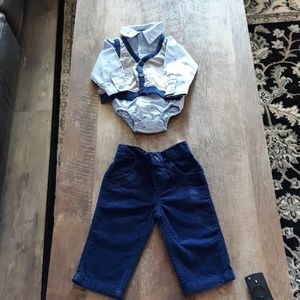 Corduroy pants with a onesie and vest